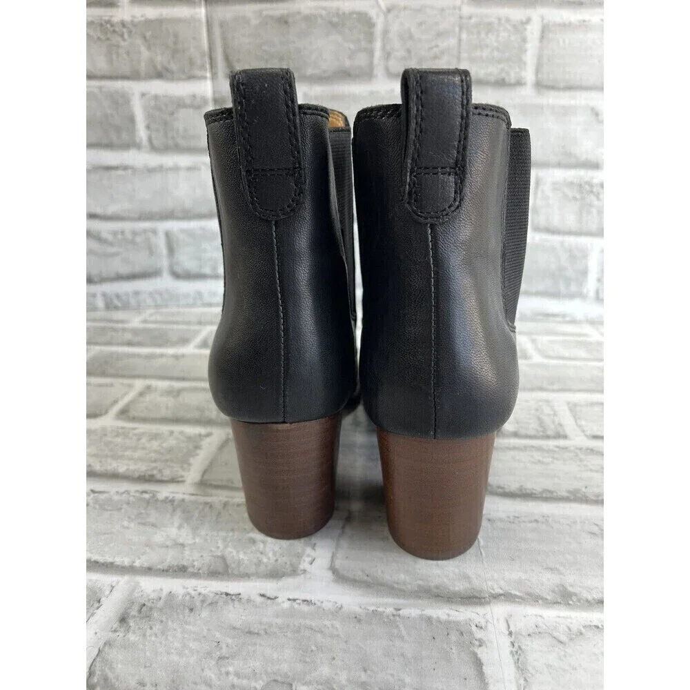 J. Crew Style AR846 Women's Size 8.5 Black Leather Platform Block Heel Bootie